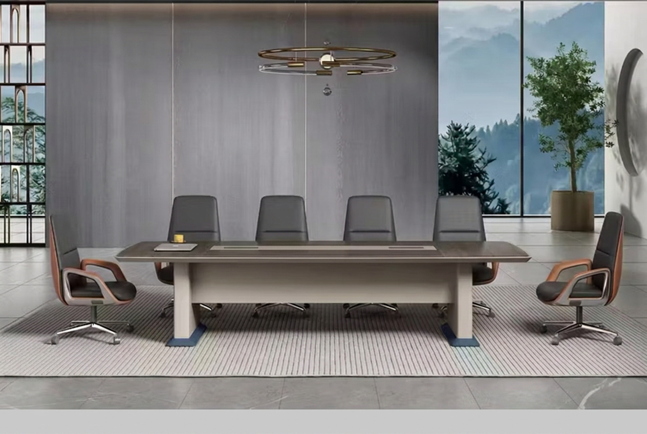 Modern executive conference room cleared and staged after a Load & Leave junk removal job